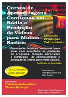 Cursos de Aprendizagem Contínua em Rádio e Produção de Vídeos para Mídias Sociais